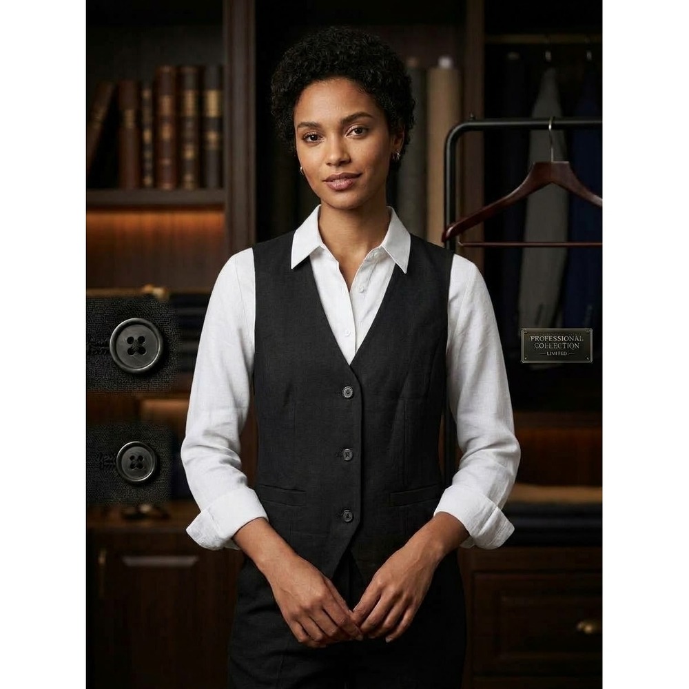 Steve Madden Womens Black Button Front Tailored Suit Vest Size Medium NWT